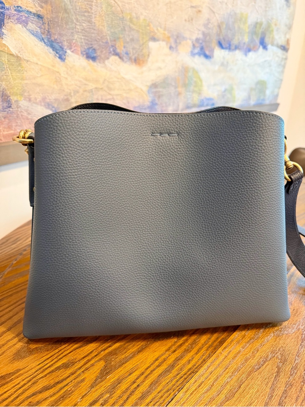 Coach Willow Bucket Leather Shoulder Bag in Denim Blue with Gold Hardware - Picture 3 of 9